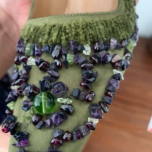 Gucci Olive Green Satin pump